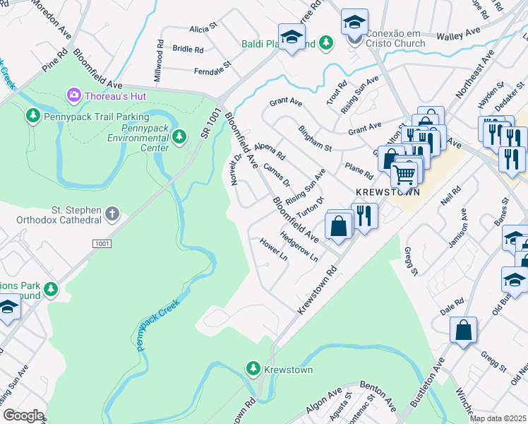 map of restaurants, bars, coffee shops, grocery stores, and more near 8884 Rising Sun Avenue in Philadelphia