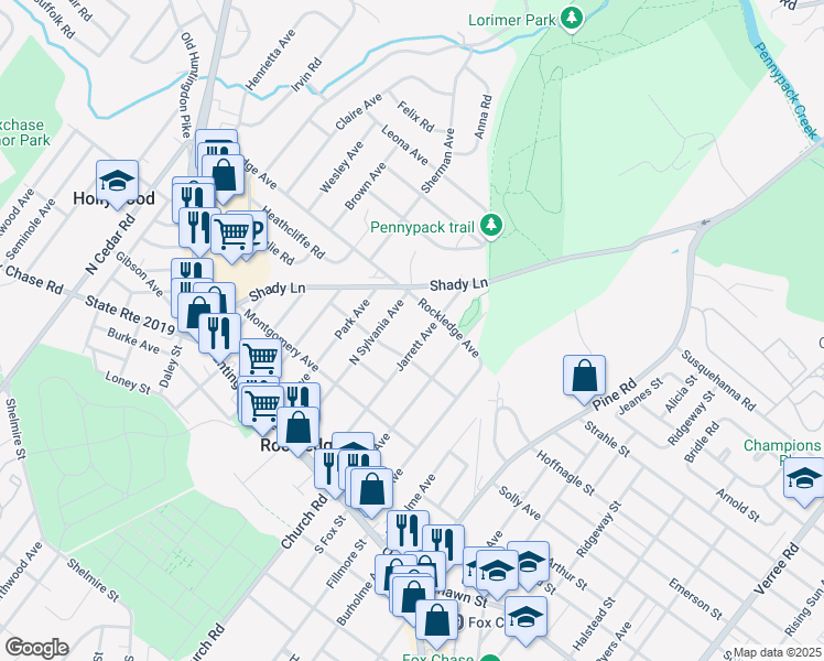 map of restaurants, bars, coffee shops, grocery stores, and more near 221 Jarrett Avenue in Rockledge