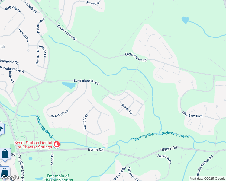 map of restaurants, bars, coffee shops, grocery stores, and more near 2915 Cottonwood Lane in Chester Springs