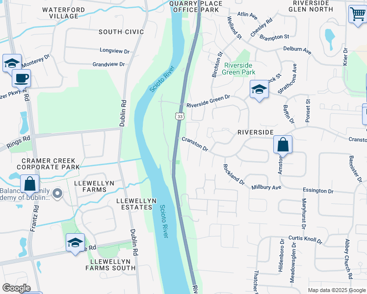 map of restaurants, bars, coffee shops, grocery stores, and more near 6386 Chippenhook Court in Dublin