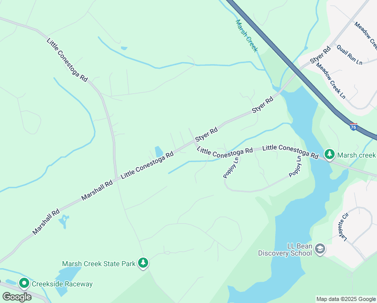 map of restaurants, bars, coffee shops, grocery stores, and more near 821 Little Conestoga Road in Glenmoore