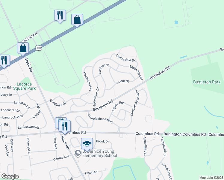 map of restaurants, bars, coffee shops, grocery stores, and more near 6 Groom Street in Burlington
