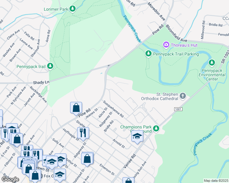 map of restaurants, bars, coffee shops, grocery stores, and more near 510 Easy Street in Philadelphia