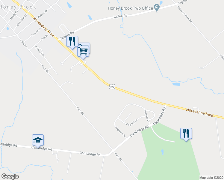map of restaurants, bars, coffee shops, grocery stores, and more near 3692 Horseshoe Pike in Honey Brook