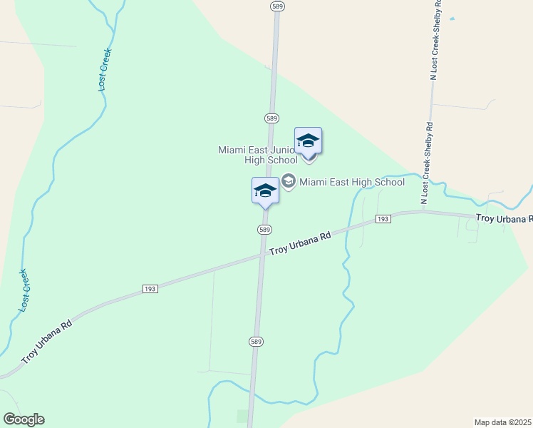 map of restaurants, bars, coffee shops, grocery stores, and more near 3825 Ohio 589 in Casstown