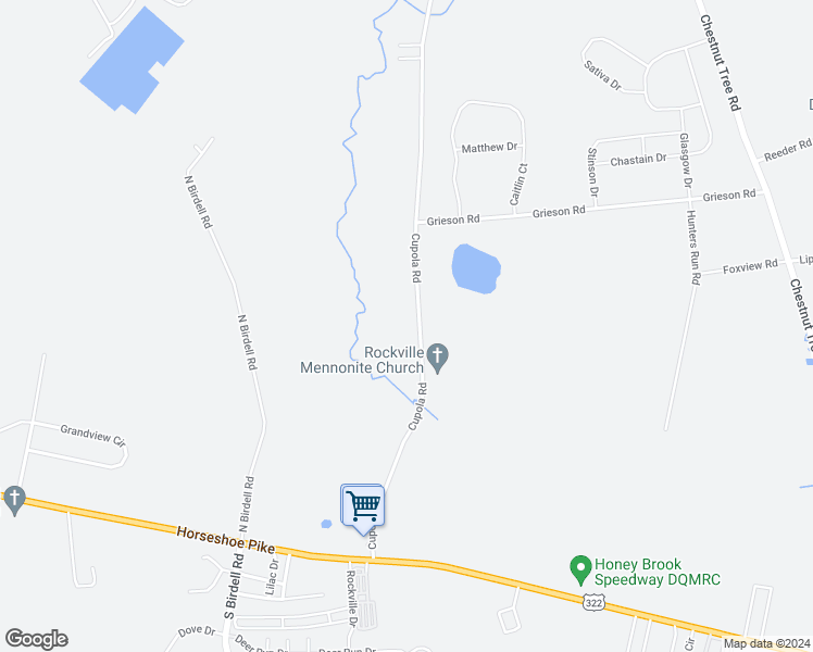 map of restaurants, bars, coffee shops, grocery stores, and more near 259 Cupola Road in Honey Brook