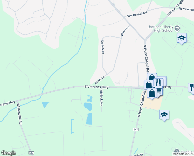 map of restaurants, bars, coffee shops, grocery stores, and more near 4 Pitney Lane in Jackson