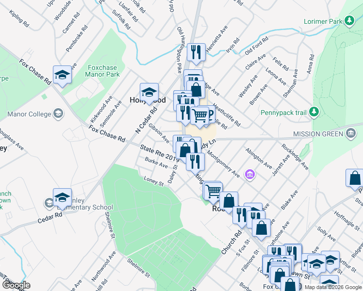 map of restaurants, bars, coffee shops, grocery stores, and more near 517 San Diego Avenue in Hollywood
