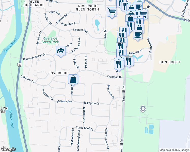 map of restaurants, bars, coffee shops, grocery stores, and more near 6418 Wolcott Court in Dublin