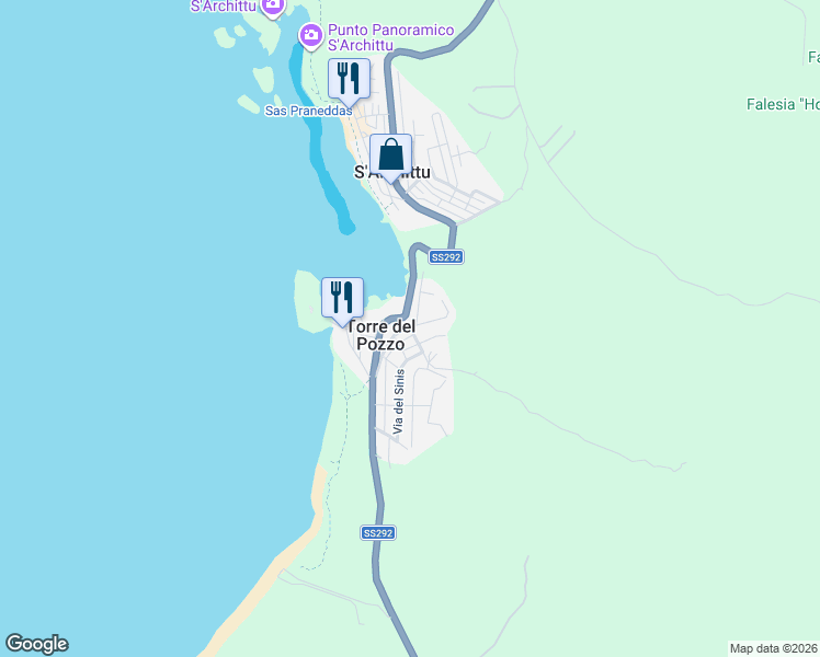 map of restaurants, bars, coffee shops, grocery stores, and more near 3 Strada Statale 292 Nord Occidentale Sarda in S'Archittu