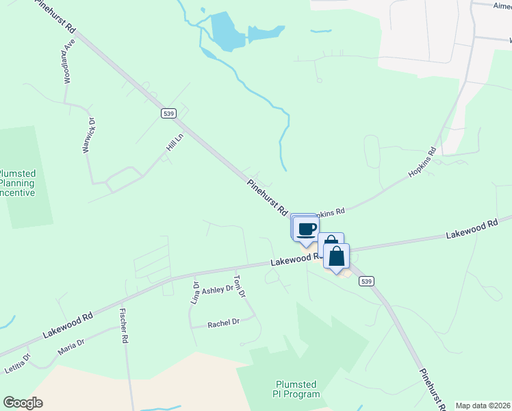map of restaurants, bars, coffee shops, grocery stores, and more near 563 Pinehurst Road in Plumsted