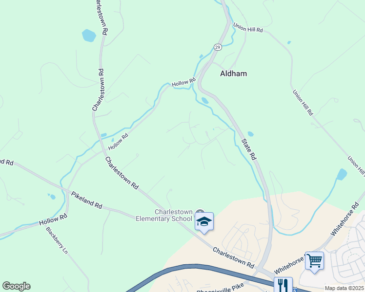 map of restaurants, bars, coffee shops, grocery stores, and more near 23 Theresa Drive in Malvern