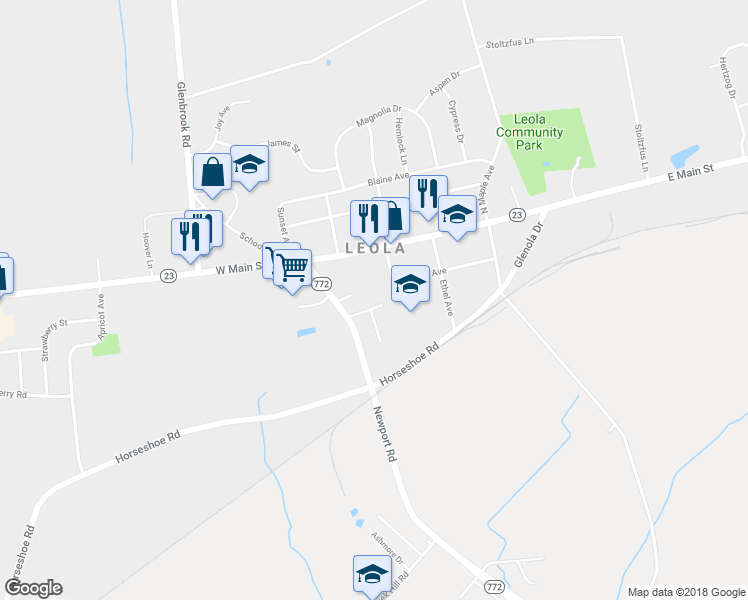 map of restaurants, bars, coffee shops, grocery stores, and more near 29 Village Drive in Leacock-Leola-Bareville