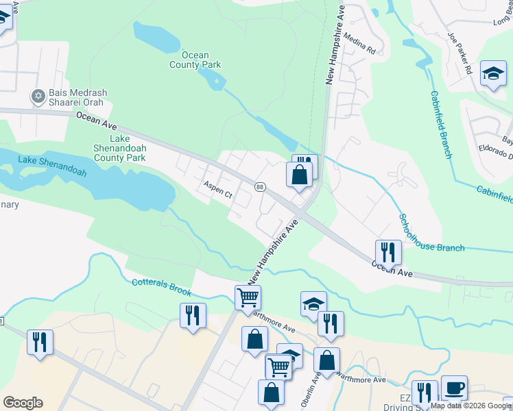 map of restaurants, bars, coffee shops, grocery stores, and more near 942 Jessica Court in Lakewood Township