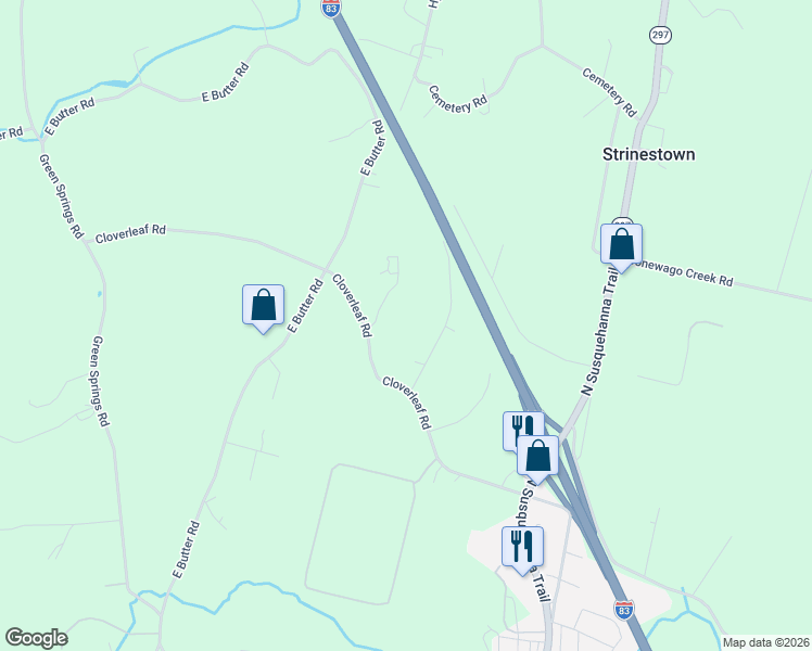 map of restaurants, bars, coffee shops, grocery stores, and more near 375 Cloverleaf Road in York