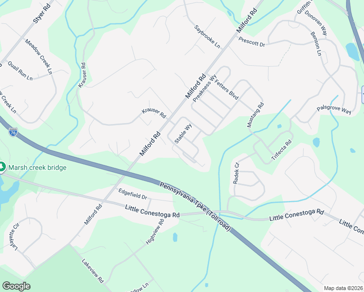 map of restaurants, bars, coffee shops, grocery stores, and more near 415 Milford Road in Downingtown