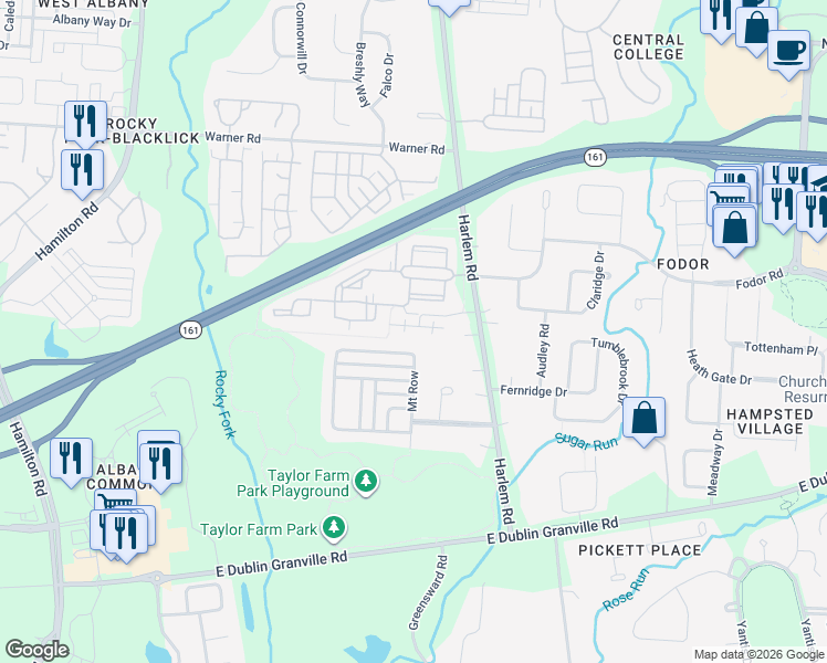 map of restaurants, bars, coffee shops, grocery stores, and more near 6709 Albany Station Drive in New Albany