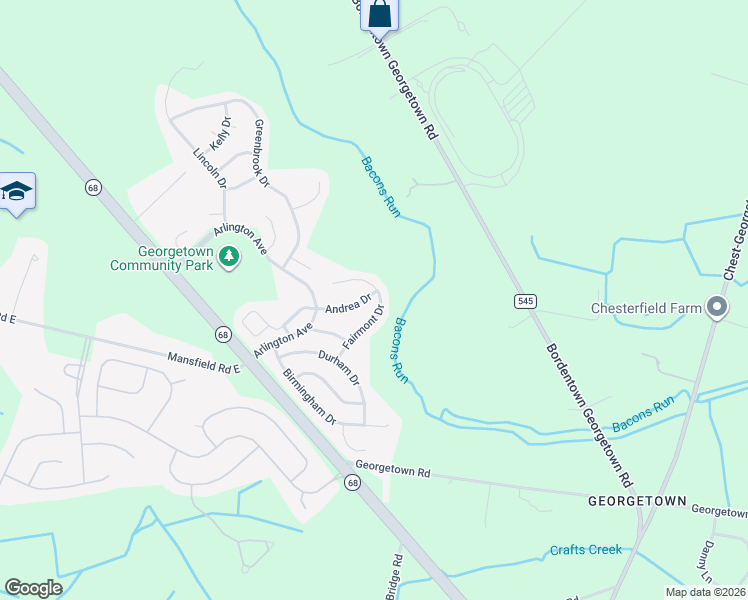 map of restaurants, bars, coffee shops, grocery stores, and more near 26 Andrea Drive in Columbus