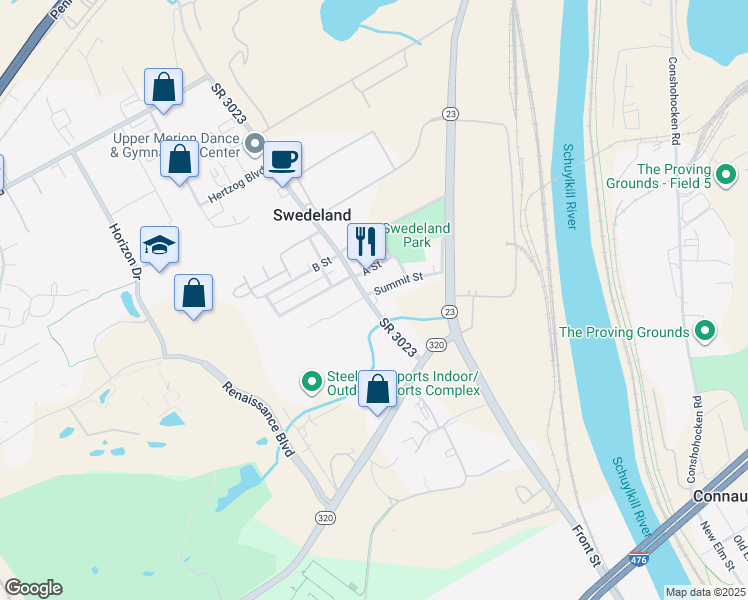 map of restaurants, bars, coffee shops, grocery stores, and more near 705 Flinthill Road in King of Prussia