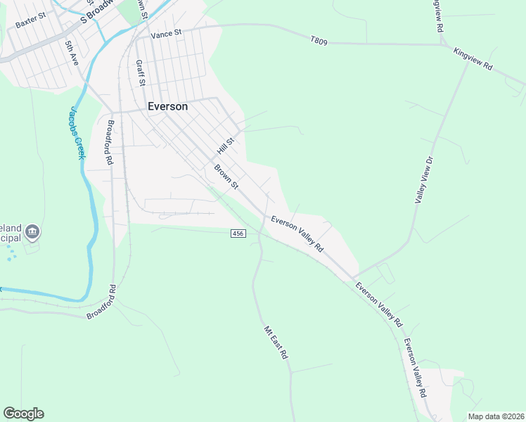 map of restaurants, bars, coffee shops, grocery stores, and more near 414 Everson Valley Road in Connellsville