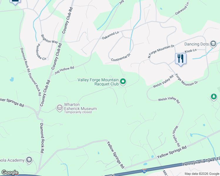 map of restaurants, bars, coffee shops, grocery stores, and more near 10 Horseshoe Point in Phoenixville