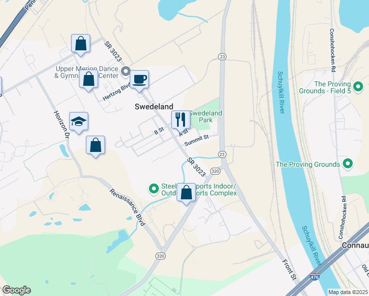 map of restaurants, bars, coffee shops, grocery stores, and more near 705 Flinthill Road in King of Prussia