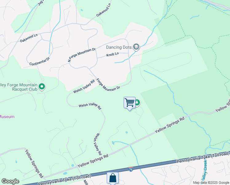 map of restaurants, bars, coffee shops, grocery stores, and more near 1749 Forge Mountain Drive in Malvern
