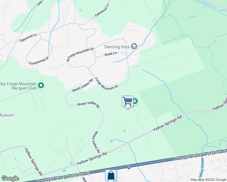 map of restaurants, bars, coffee shops, grocery stores, and more near 1749 Forge Mountain Drive in Malvern