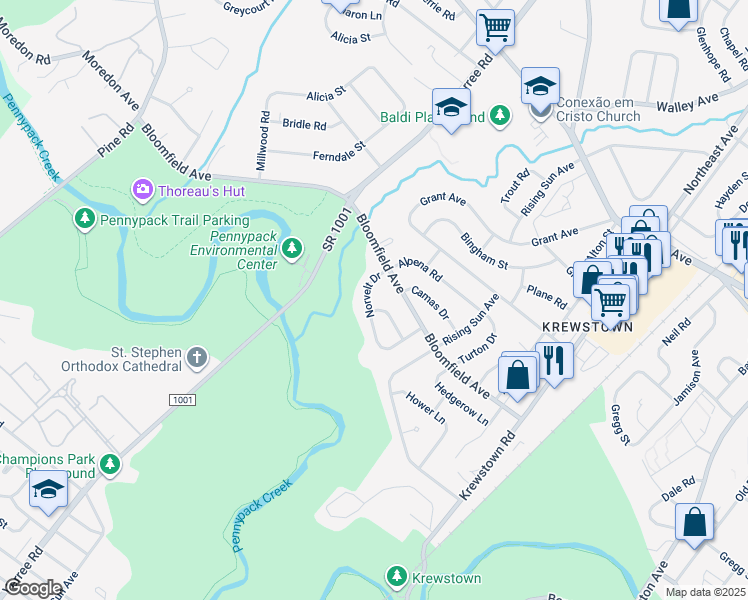 map of restaurants, bars, coffee shops, grocery stores, and more near 1019 Norvelt Drive in Philadelphia