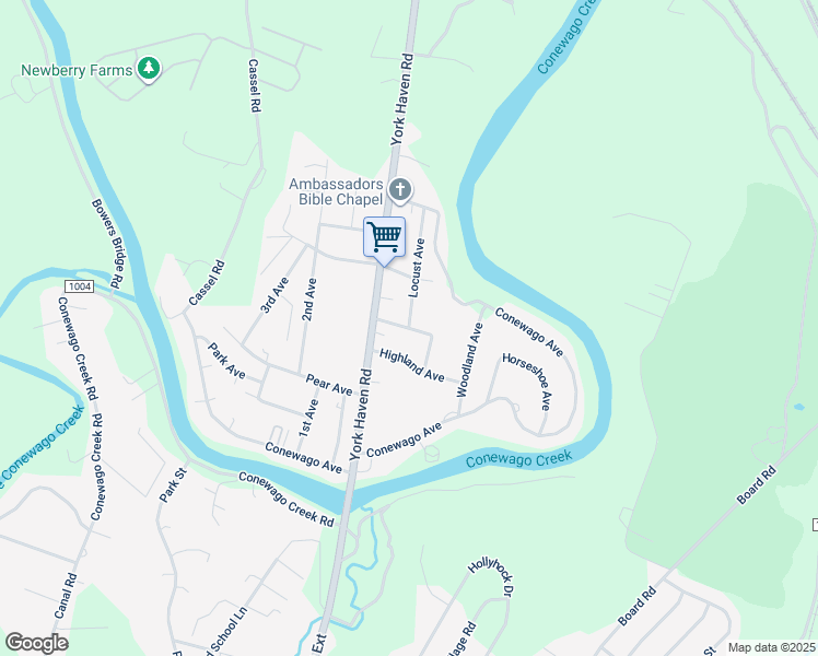 map of restaurants, bars, coffee shops, grocery stores, and more near Kline Avenue in York County