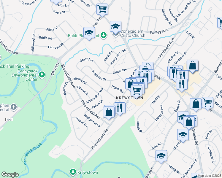map of restaurants, bars, coffee shops, grocery stores, and more near 9207 Rising Sun Avenue in Philadelphia