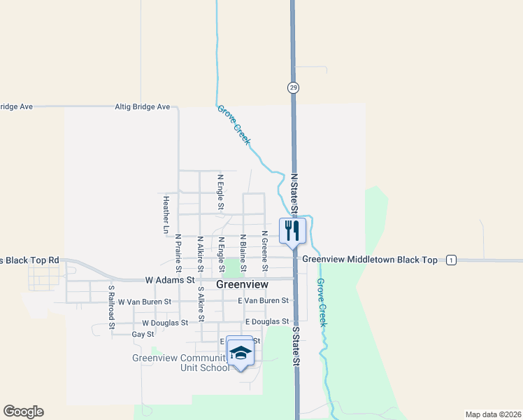 map of restaurants, bars, coffee shops, grocery stores, and more near 201-261 E Monroe St in Greenview