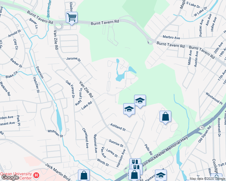 map of restaurants, bars, coffee shops, grocery stores, and more near 22 Northrup Drive in Brick Township