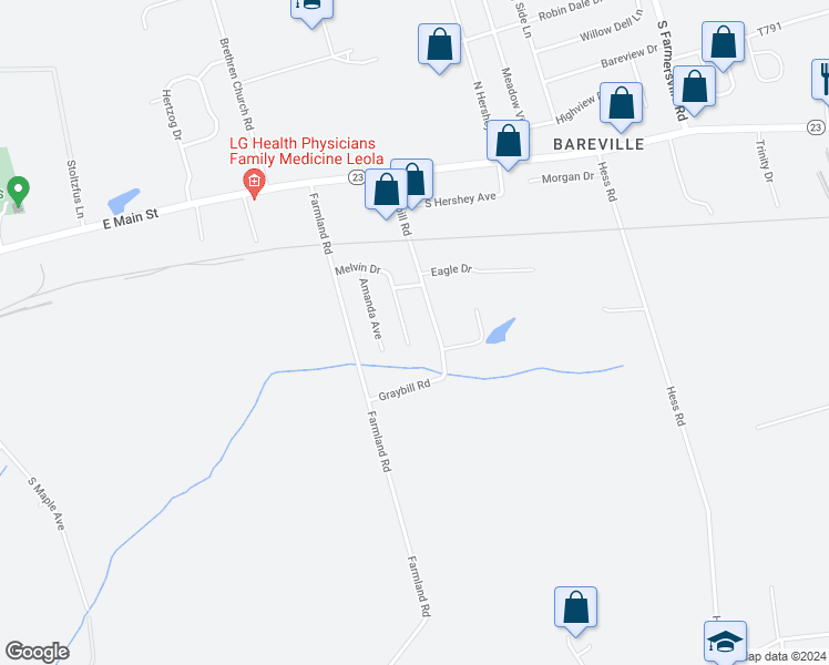 map of restaurants, bars, coffee shops, grocery stores, and more near 60 Graybill Road in Lancaster County