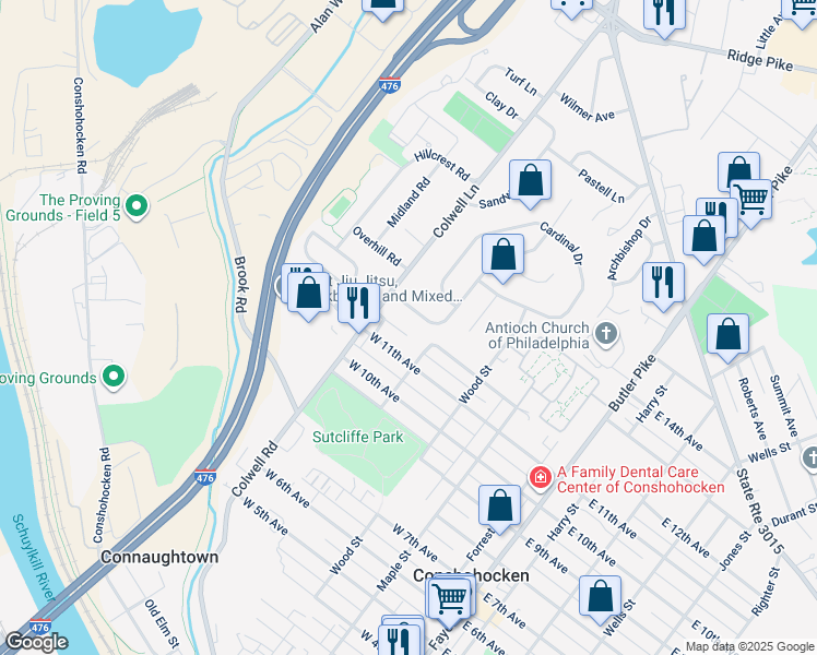map of restaurants, bars, coffee shops, grocery stores, and more near 420 Pleasant Valley Drive in Conshohocken