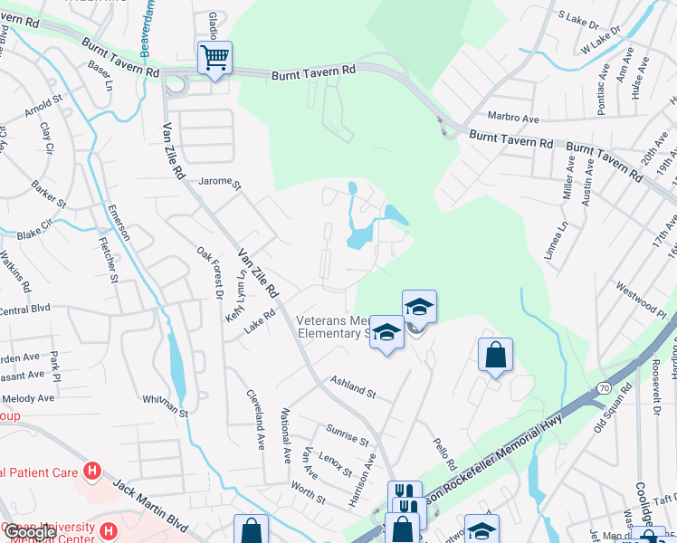 map of restaurants, bars, coffee shops, grocery stores, and more near 38 Northrup Drive in Brick Township