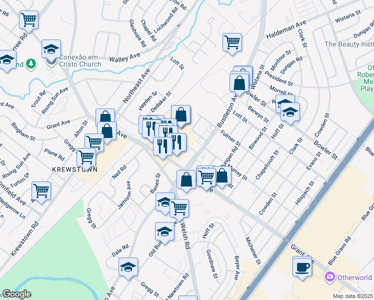 map of restaurants, bars, coffee shops, grocery stores, and more near 1716 Kohl Street in Philadelphia