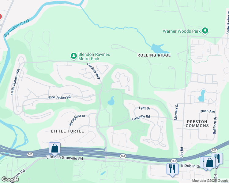 map of restaurants, bars, coffee shops, grocery stores, and more near 5350 Firewater Lane in Westerville