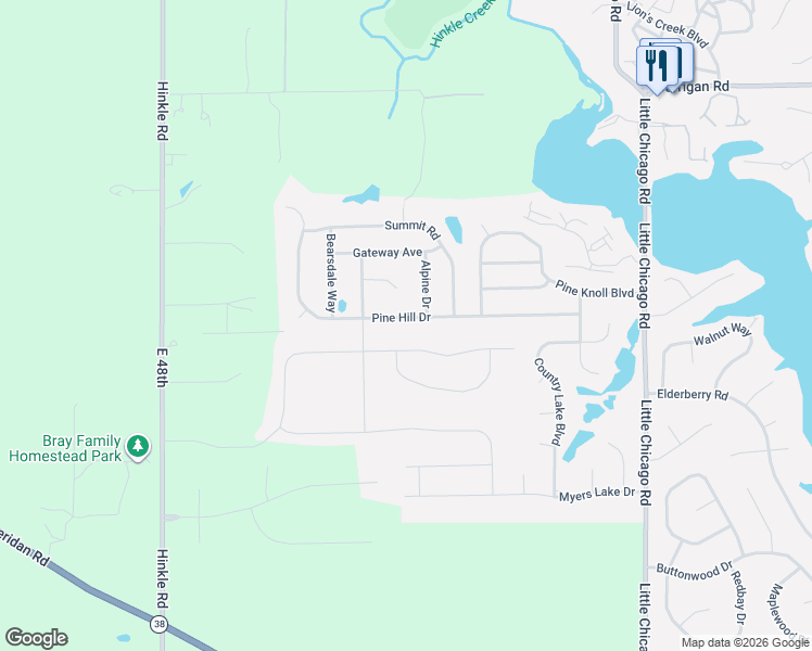 map of restaurants, bars, coffee shops, grocery stores, and more near 5296 Pine Hill Drive in Noblesville