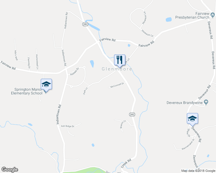 map of restaurants, bars, coffee shops, grocery stores, and more near 39 McConnell Drive in Glenmoore