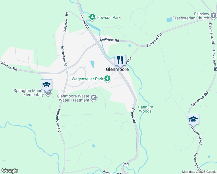 map of restaurants, bars, coffee shops, grocery stores, and more near 39 McConnell Drive in Glenmoore
