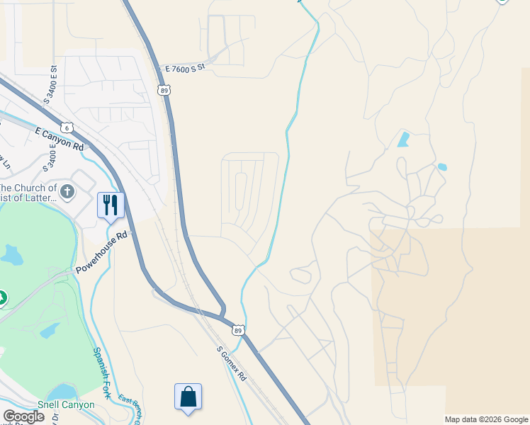 map of restaurants, bars, coffee shops, grocery stores, and more near 4786 Heartwood Road in Spanish Fork