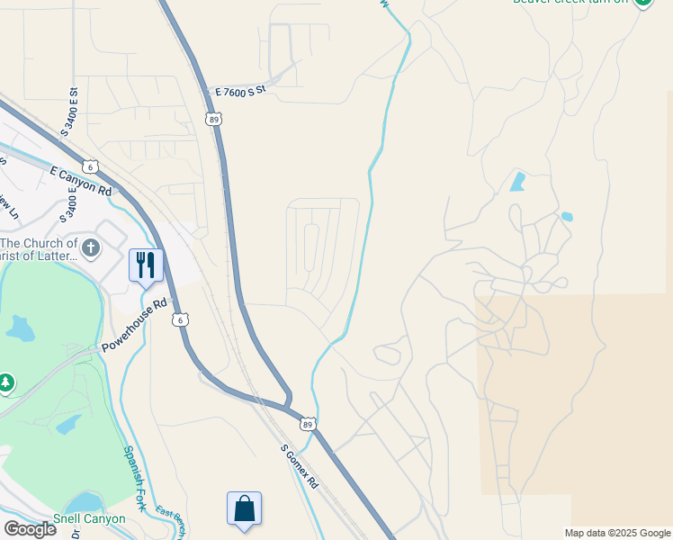 map of restaurants, bars, coffee shops, grocery stores, and more near 4781 Olive Avenue in Spanish Fork