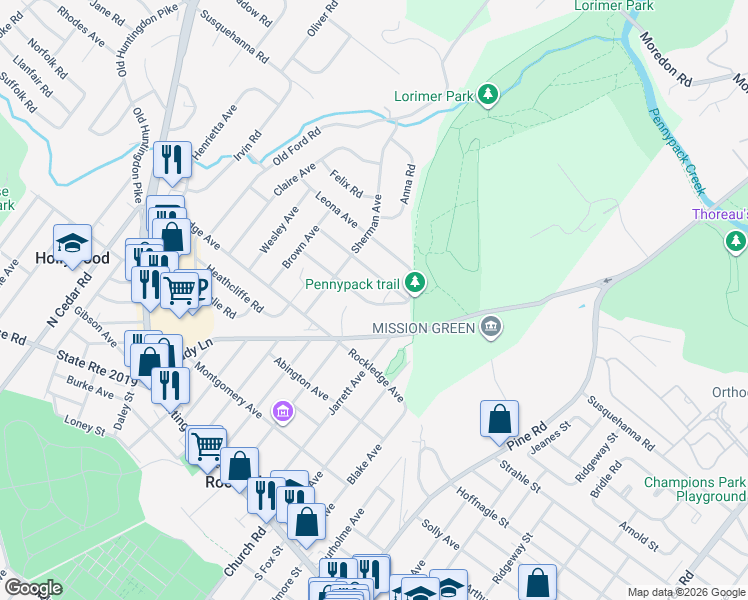 map of restaurants, bars, coffee shops, grocery stores, and more near 227 Mankin Avenue in Montgomery County