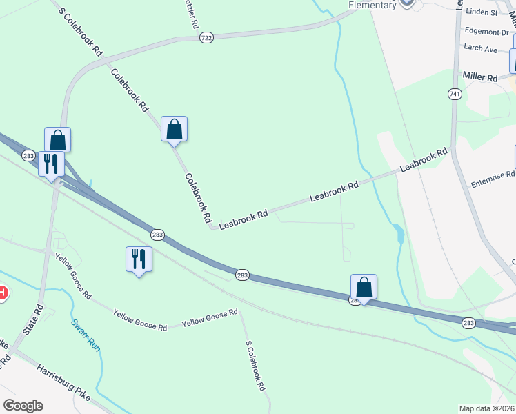 map of restaurants, bars, coffee shops, grocery stores, and more near 2361 Leabrook Road in Lancaster
