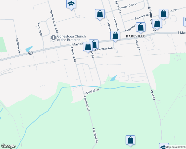 map of restaurants, bars, coffee shops, grocery stores, and more near 44 Graybill Road in Lancaster County