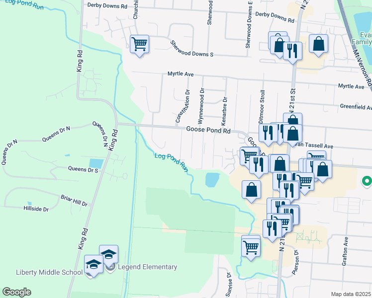 map of restaurants, bars, coffee shops, grocery stores, and more near 425 Senior Drive East in Newark