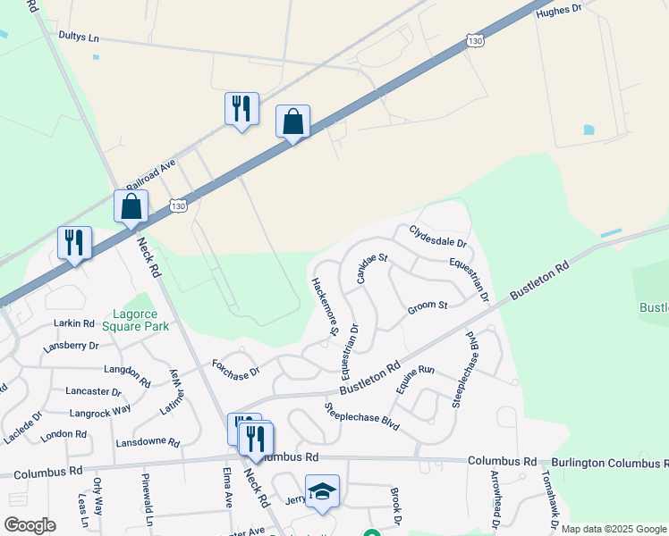 map of restaurants, bars, coffee shops, grocery stores, and more near 37 Equestrian Drive in Burlington