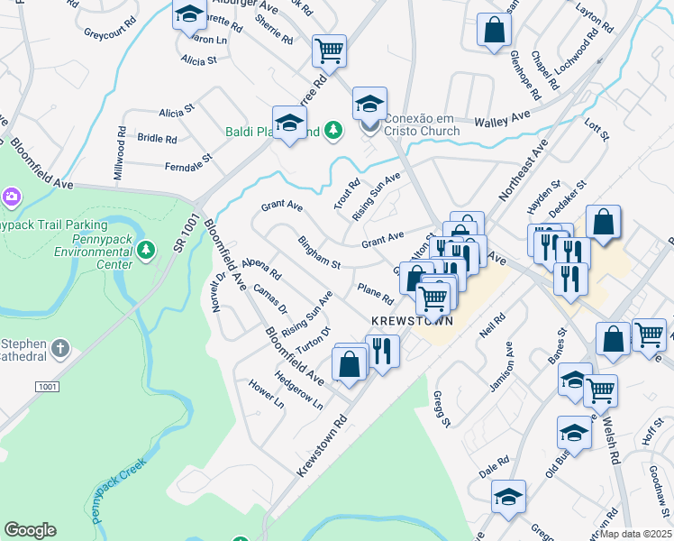map of restaurants, bars, coffee shops, grocery stores, and more near 1116 Bingham Street in Philadelphia