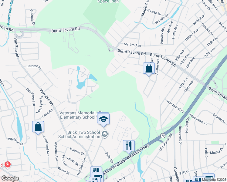 map of restaurants, bars, coffee shops, grocery stores, and more near in Brick Township